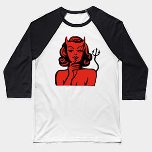 Retro Devil Girl Baseball T-Shirt